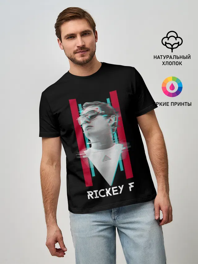 Мужская базовая футболка с принтом «Rickey F — Rickey F Glitch»
