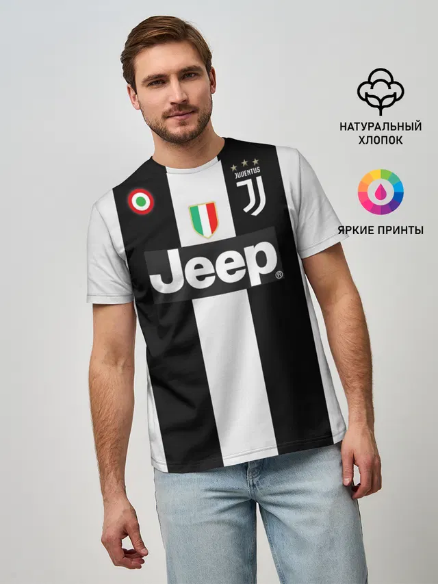 Мужская базовая футболка с принтом «Ювентус — Mandzukic home 18-19»