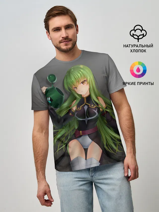 Мужская базовая футболка с принтом «Code Geass — Code Geass art gray»