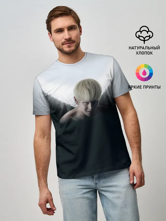 Мужская базовая футболка с принтом «BTS»