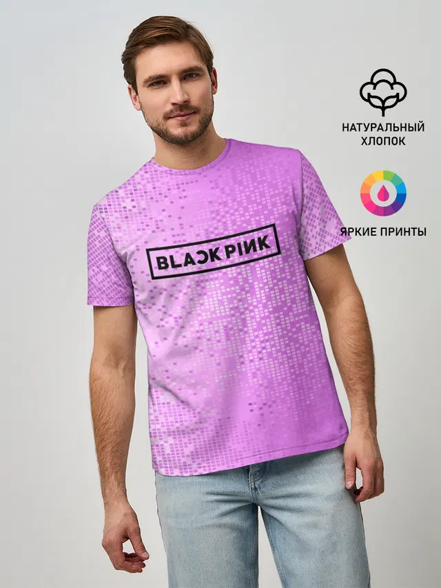 Мужская базовая футболка с принтом «BlackPink»
