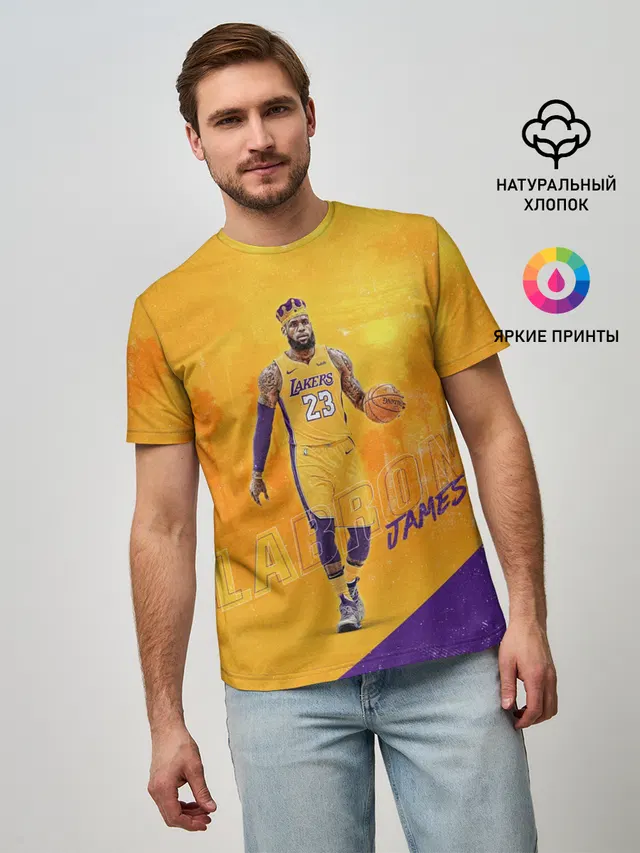 Мужская базовая футболка с принтом «НБА — Lebron»