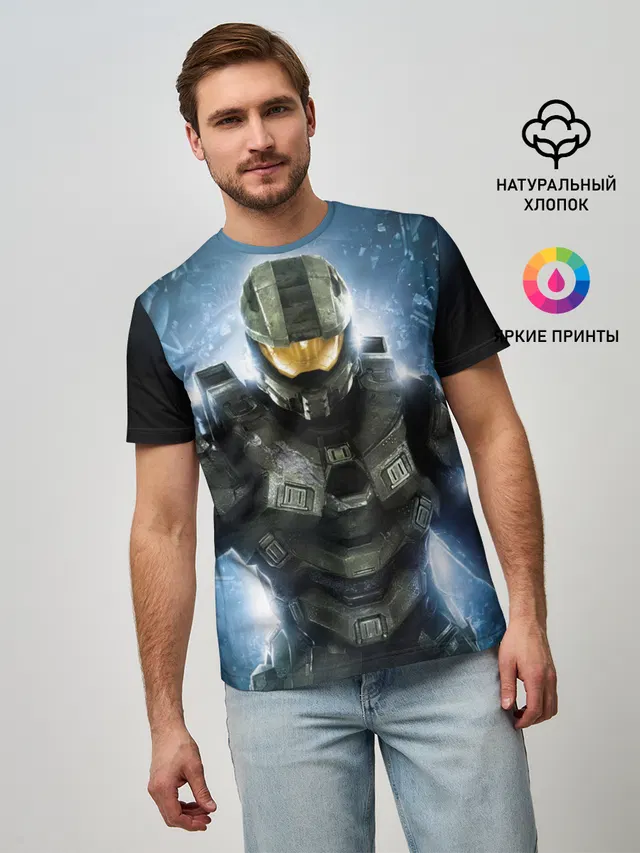 Мужская базовая футболка с принтом «Master Chief»