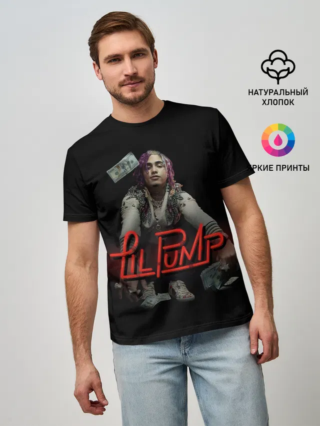 Мужская базовая футболка с принтом «Зарубежные — Lil Pump»