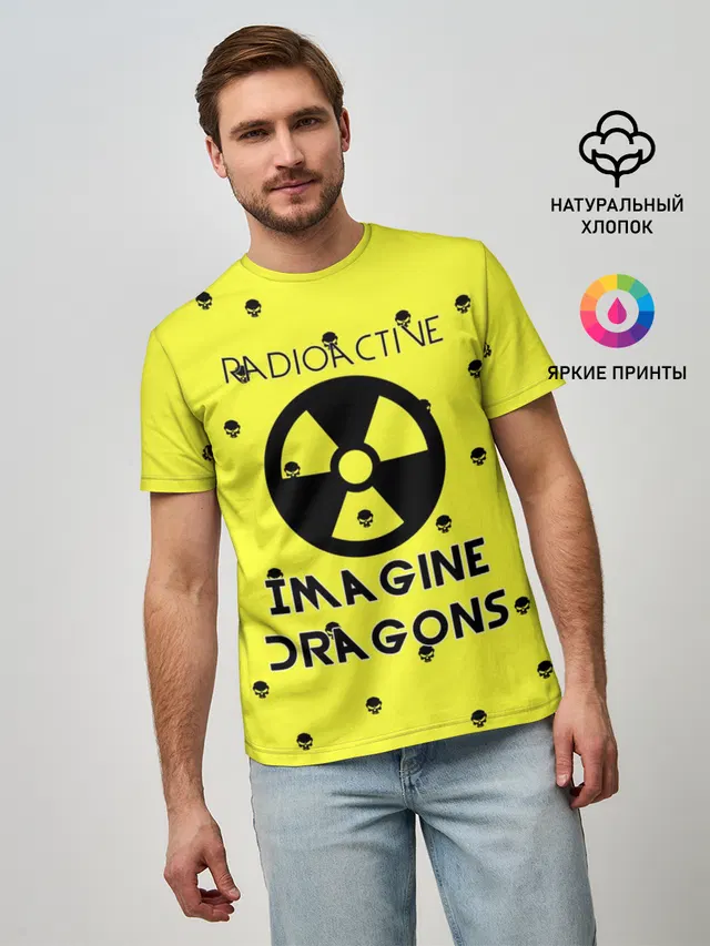 Мужская базовая футболка с принтом «Imagine Dragons radioactive»