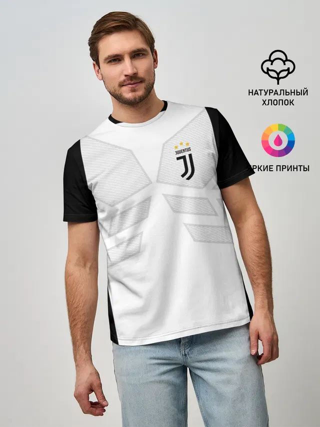 Мужская базовая футболка с принтом «Ювентус — JUVENTUS SPORT»