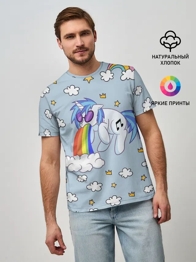 Мужская базовая футболка с принтом «My Little Pony — Винил Скрэтч»