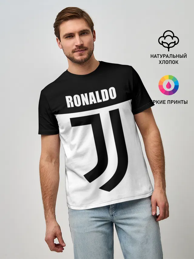 Мужская базовая футболка с принтом «Ювентус — Ronaldo Juventus»