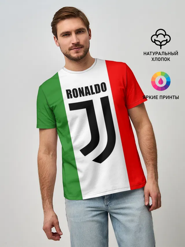 Мужская базовая футболка с принтом «Ювентус — Ronaldo Juventus Italy»