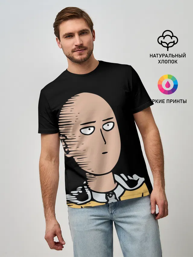 Мужская базовая футболка с принтом «Ванпанчмен — One-Punch Man Ванпачмен»