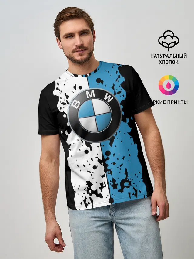 Мужская базовая футболка с принтом «BMW — BMW sign»