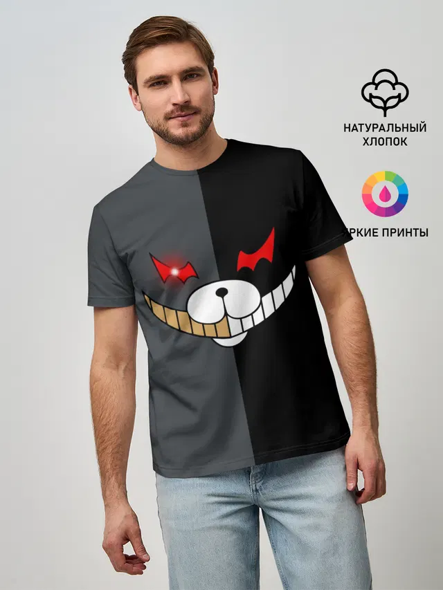 Мужская базовая футболка с принтом «KUROKUMA x MONOKUMA»