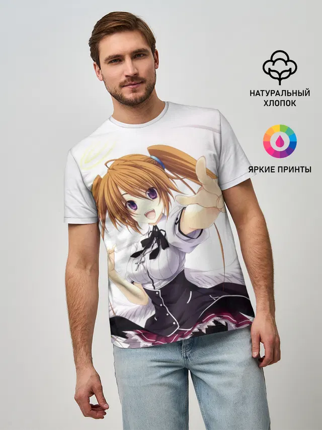 Мужская базовая футболка с принтом «Демоны старшей школы — Ирина Шидо — High School DxD»