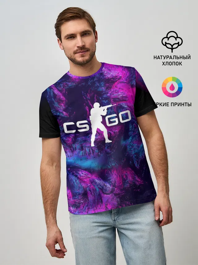 Мужская базовая футболка с принтом «Counter-Strike — CS GO HYPER BEAST LANDSCAPE»