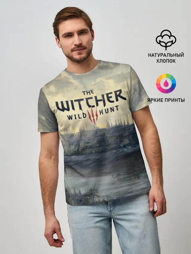 Мужская базовая футболка с принтом «Witcher 3 — The Witcher 3: Wild Hunt»