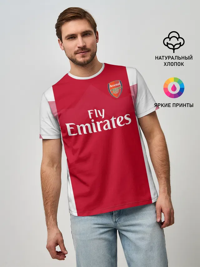 Мужская базовая футболка с принтом «Ozil home 18-19»
