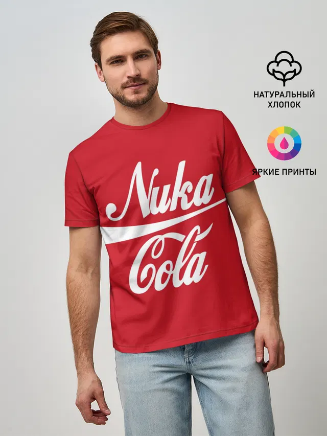 Мужская базовая футболка с принтом «Nuka Cola»