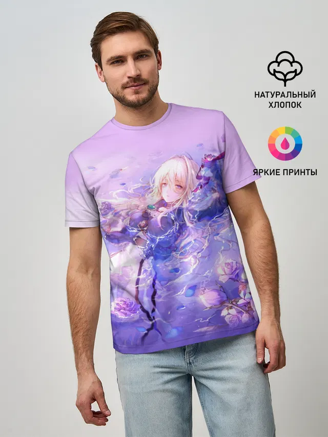Мужская базовая футболка с принтом «Violet Evergarden»