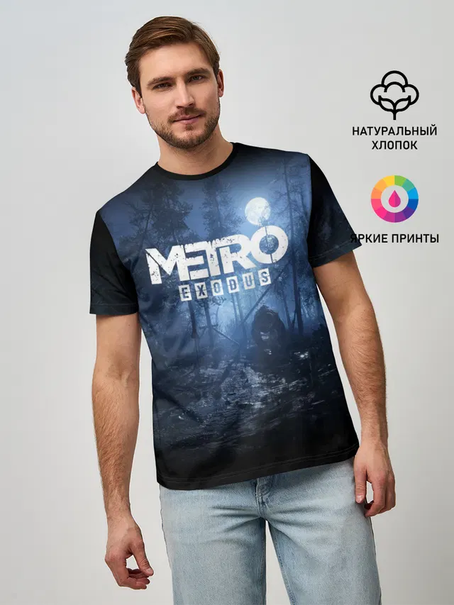 Мужская базовая футболка с принтом «Metro Exodus»