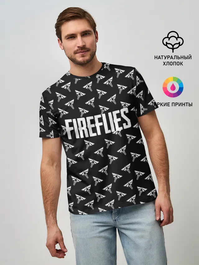 Мужская базовая футболка с принтом «Fireflies»