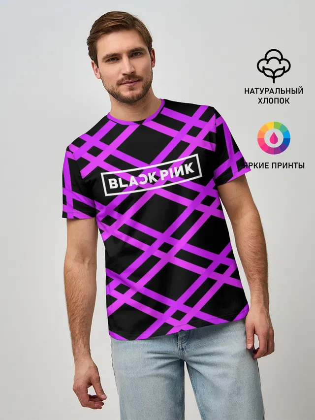 Мужская базовая футболка с принтом «BlackPink»