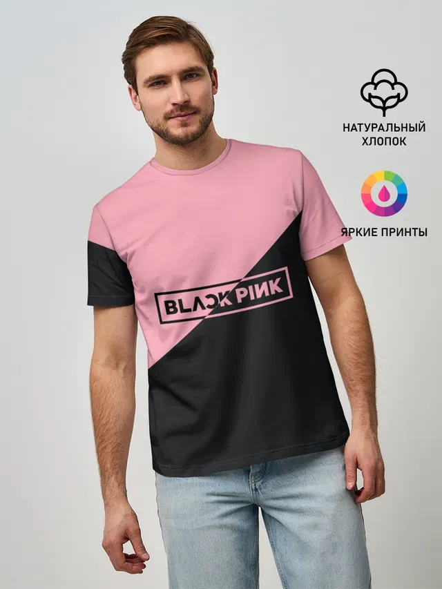 Мужская базовая футболка с принтом «BlackPink — Black Pink»