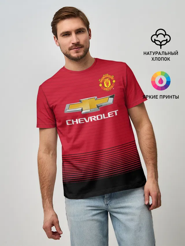Мужская базовая футболка с принтом «Манчестер Юнайтед — Rashford home 18-19»