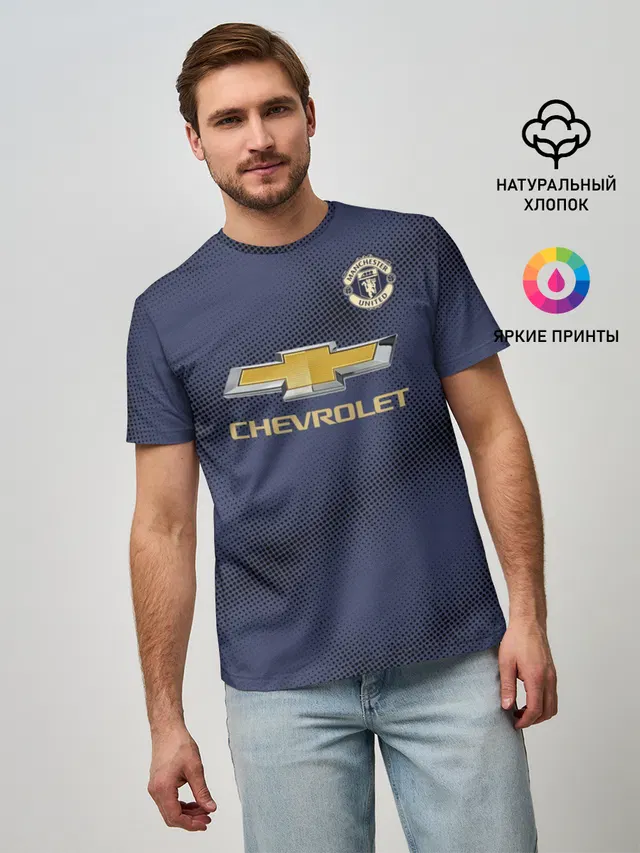 Мужская базовая футболка с принтом «Манчестер Юнайтед — Manchester United away 18-19»