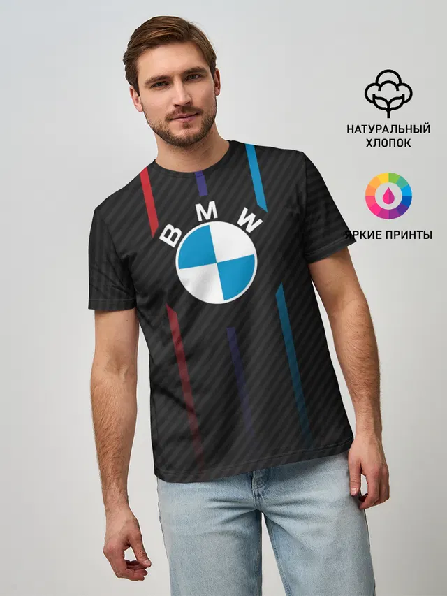 Мужская базовая футболка с принтом «BMW»