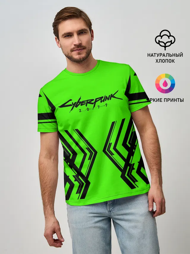 Мужская базовая футболка с принтом «Cyberpunk 2077»