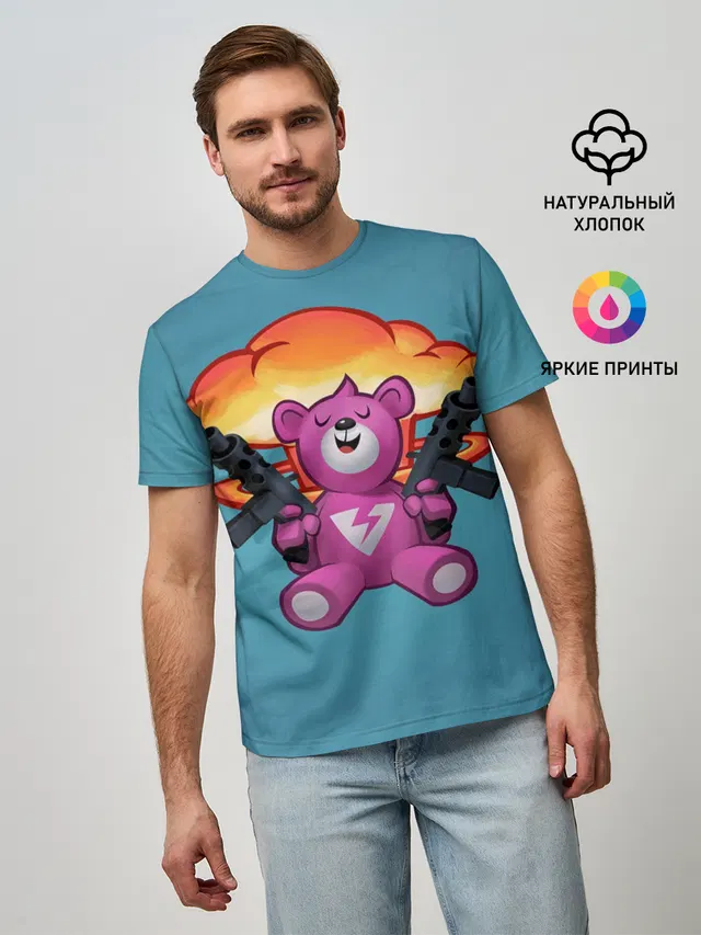 Мужская базовая футболка с принтом «Фортнайт — Fortnite Bear»