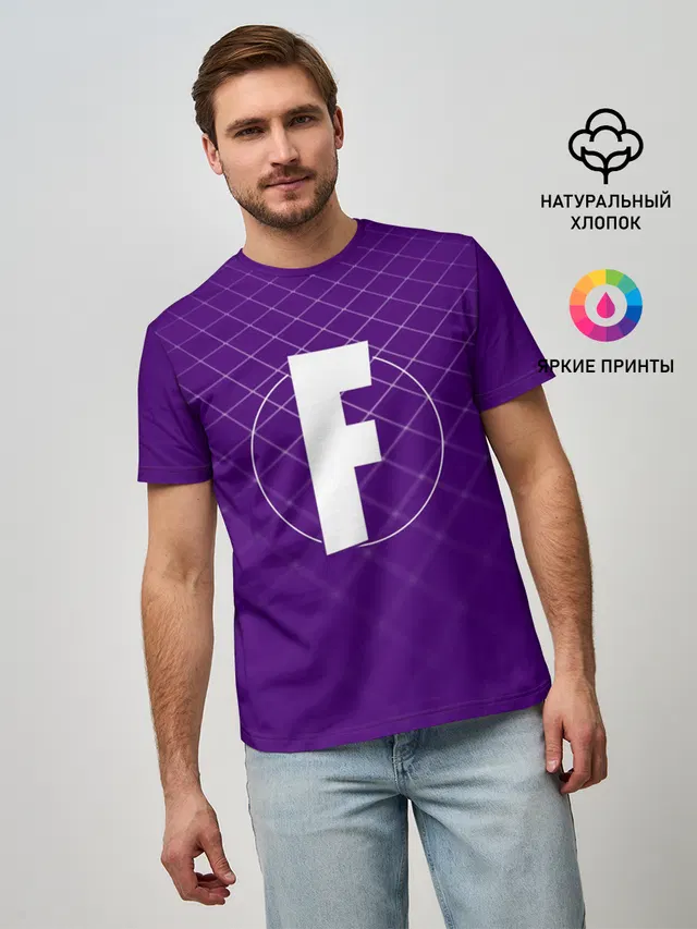 Мужская базовая футболка с принтом «Фортнайт — FORNITE»