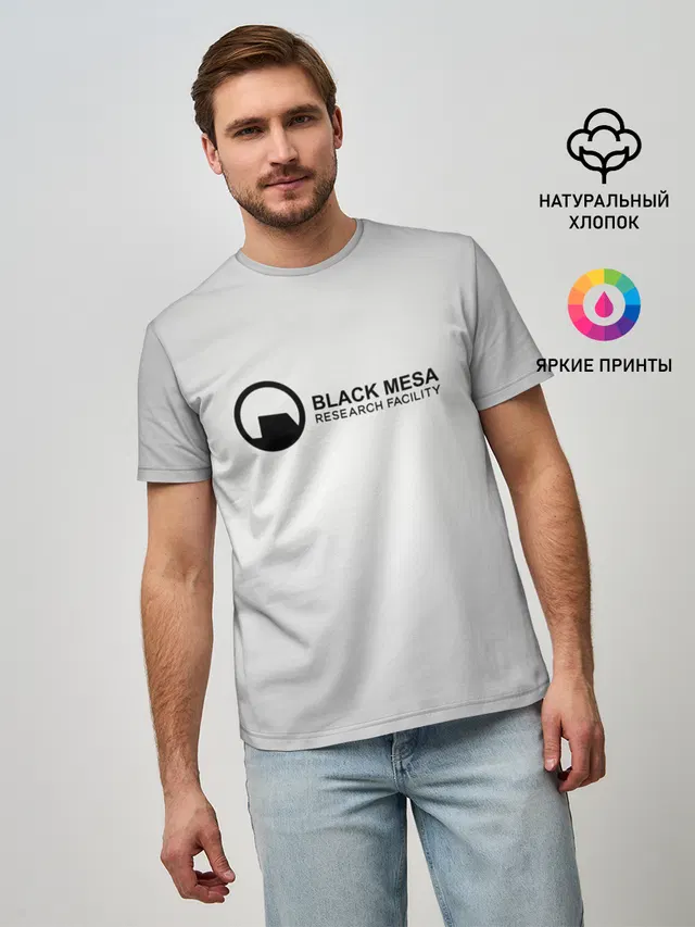 Мужская базовая футболка с принтом «Half-Life — Black Mesa»