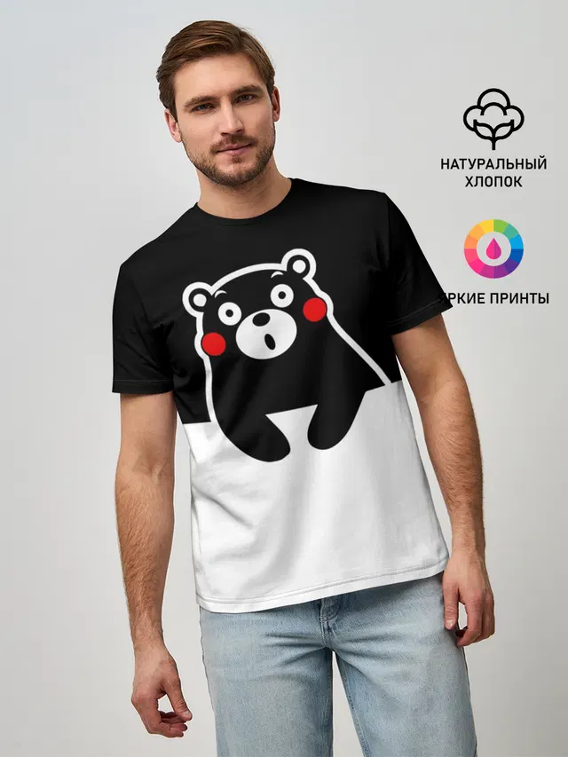 Мужская базовая футболка с принтом «Кумамон — Kumamon повис»