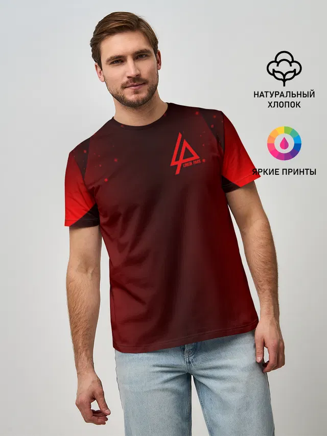 Мужская базовая футболка с принтом «Abstract red background»