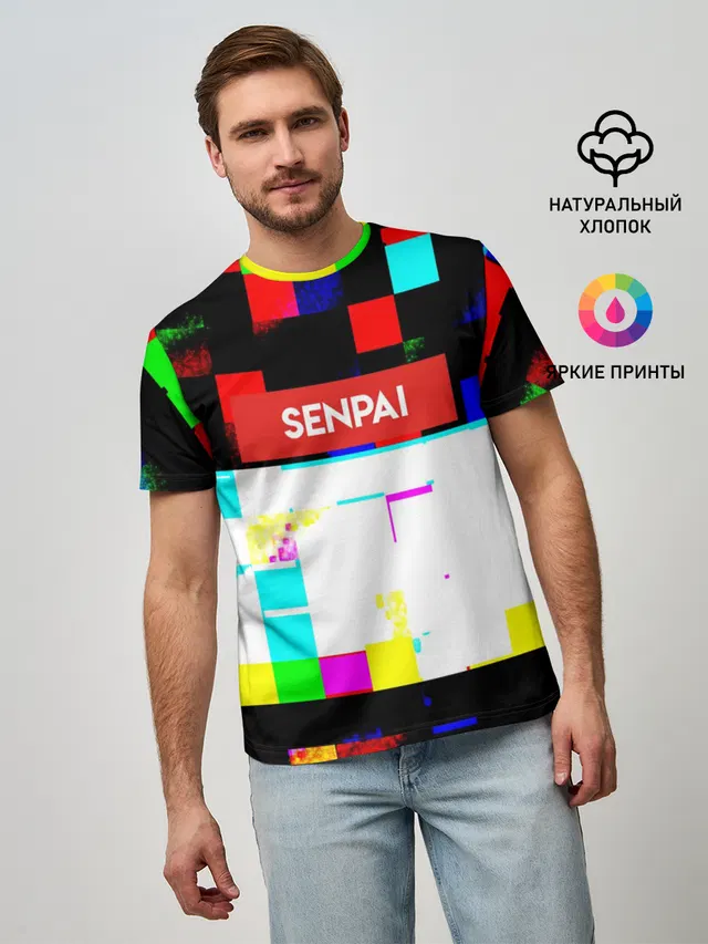 Мужская базовая футболка с принтом «SENPAI»