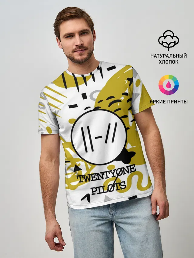 Мужская базовая футболка с принтом «Twenty One Pilots»