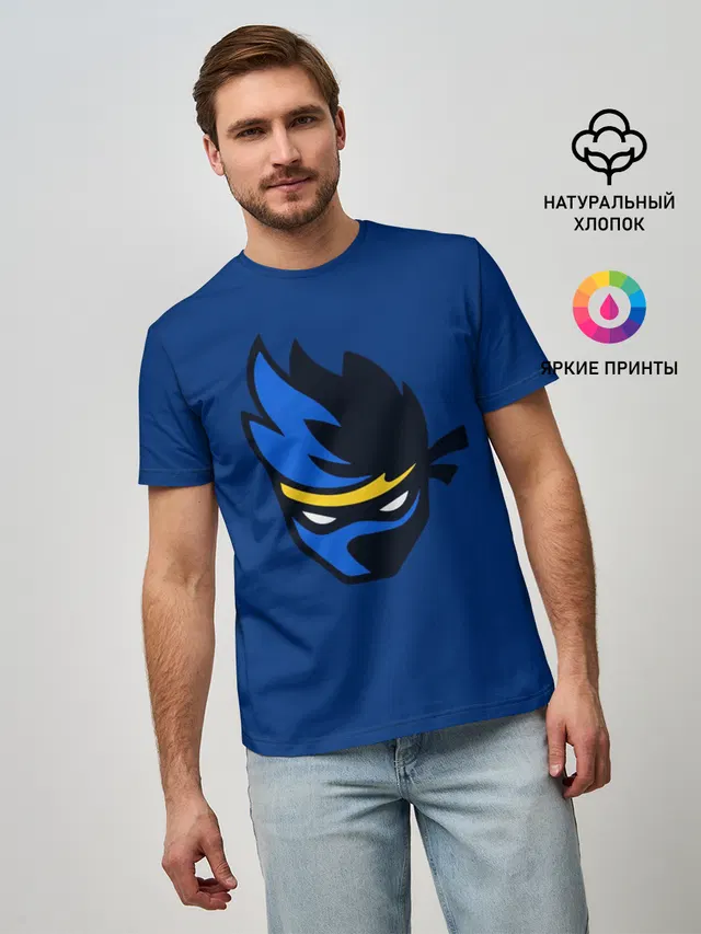 Мужская базовая футболка с принтом «Фортнайт — Ninja streamer»