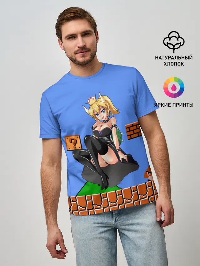 Мужская базовая футболка с принтом «Bowsette»