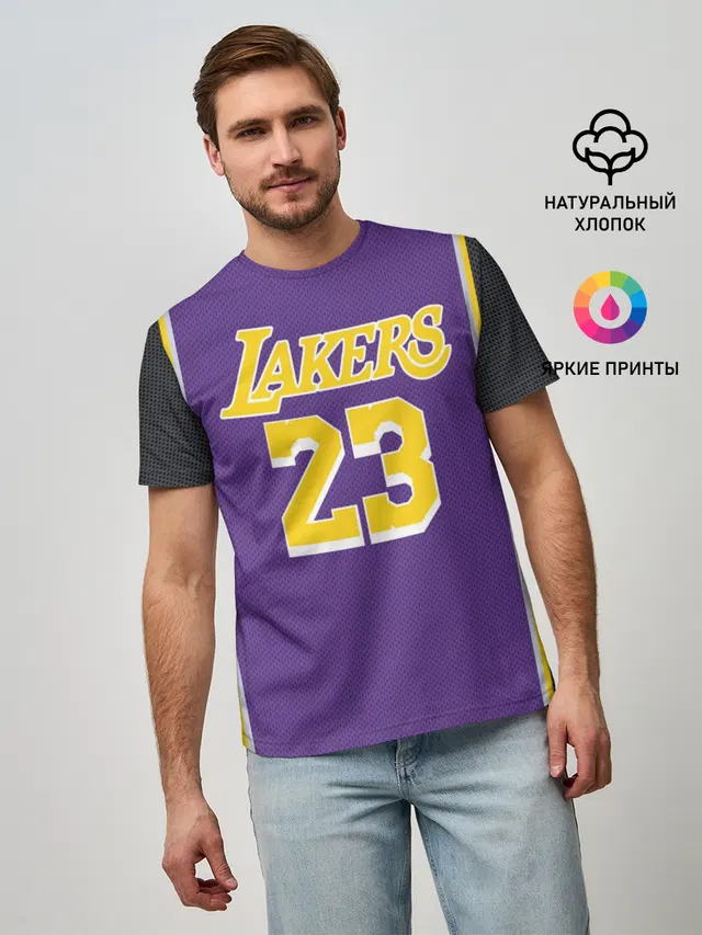 Мужская базовая футболка с принтом «НБА — James LA Lakers 2019»