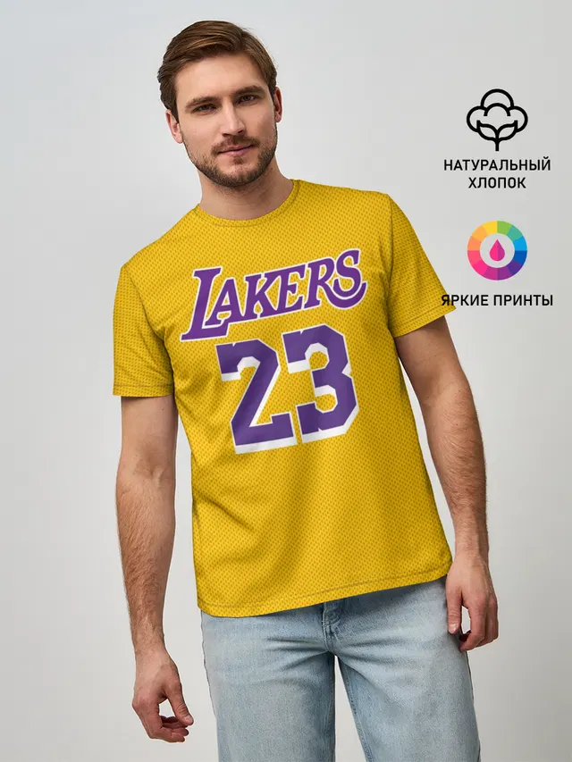 Мужская базовая футболка с принтом «НБА — James 18-19 LA Lakers home»