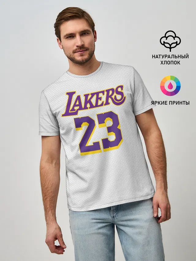Мужская базовая футболка с принтом «НБА — James 18-19 third LA Lakers»