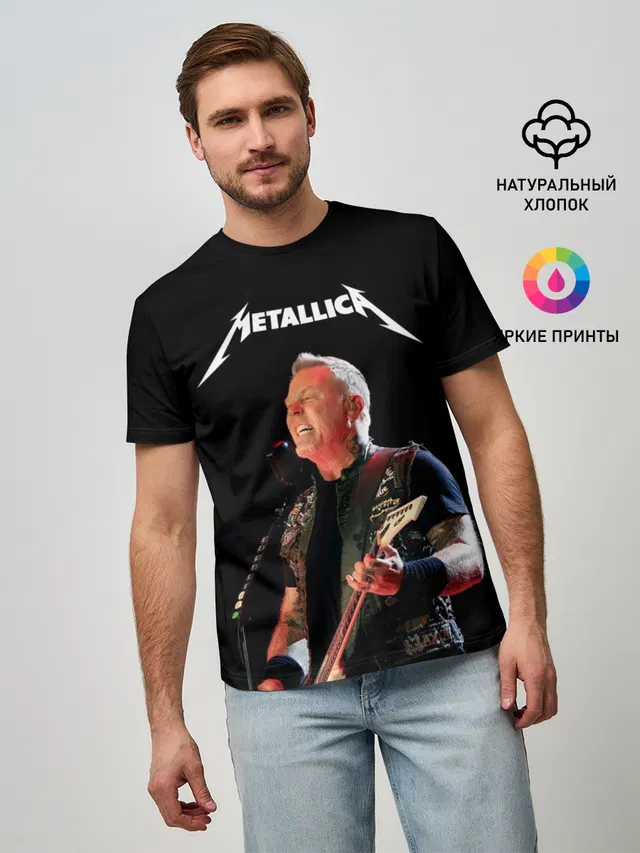Мужская базовая футболка с принтом «Metallica»