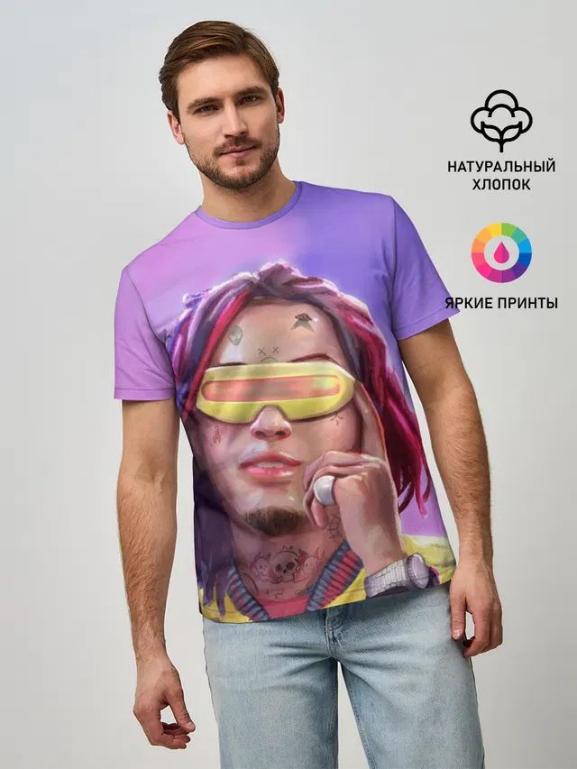Мужская базовая футболка с принтом «Lil Pump»