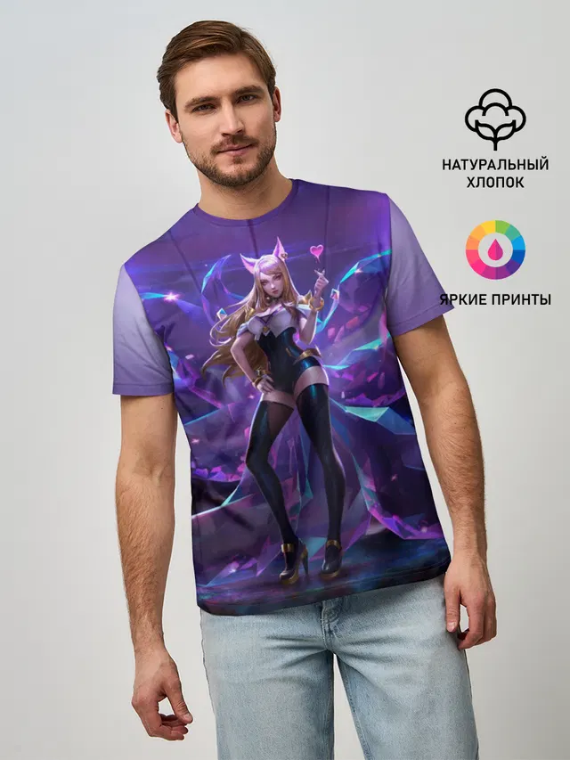 Мужская базовая футболка с принтом «Ahri»