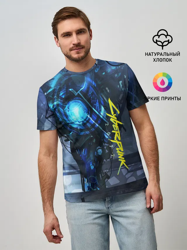 Мужская базовая футболка с принтом «Cyberpunk 2077»