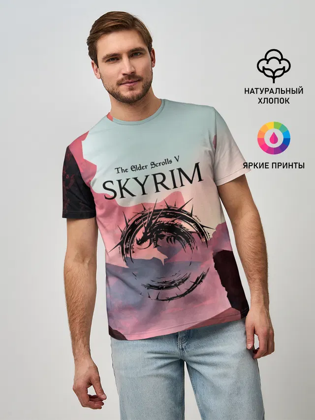 Мужская базовая футболка с принтом «The Elder Scrolls»
