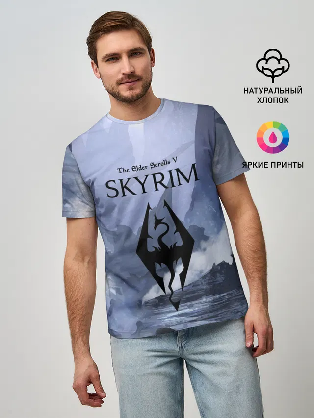 Мужская базовая футболка с принтом «The Elder Scrolls — THE ELDER SCROLLS 5 SKYRIM»
