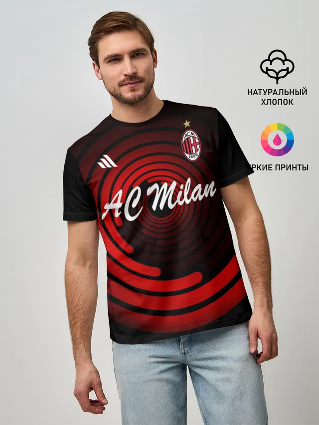 Мужская базовая футболка с принтом «Милан — AC Milan»