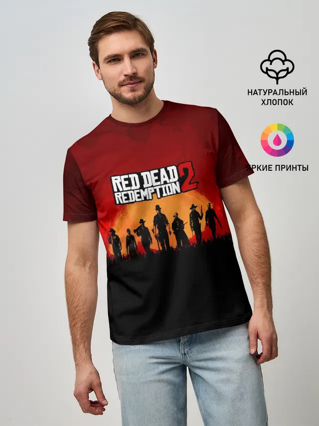 Мужская базовая футболка с принтом «Cowboys — RDR 2»
